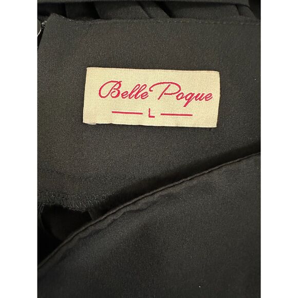 Belle Poque Women's High Waisted A-Line Swing Skirt Tie Waist Pockets Size L - Picture 3 of 4